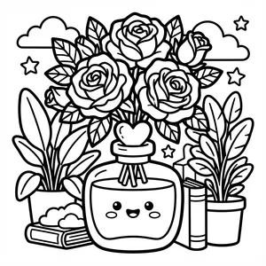Bean sprout in a test tube, a simple coloring pages with thick lines design.