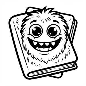 Furry Monster Book Coloring Page Furry smiling monster book.