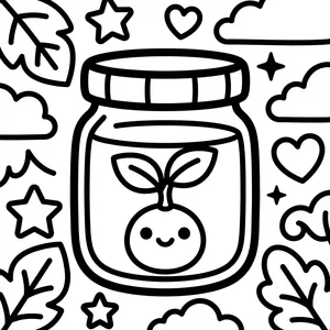 Milk Jar Coloring Page Milk jar with a cute cow inside.