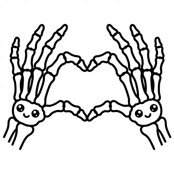 Two skeleton hands forming a heart shape.