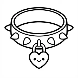 Spiked collar with a heart lock.