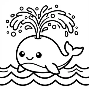 Spouting Whale Coloring Page Cute whale spouting water.